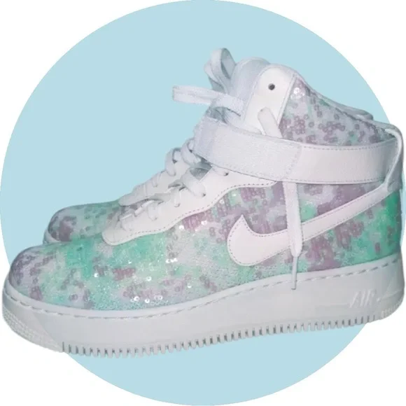 🤩 NIKE Air Force 1 Upstep Hi LX 'Sequin Fabric’ 9.5 US Women’s- LIMITED EDITION🤩 - Picture 5 of 13